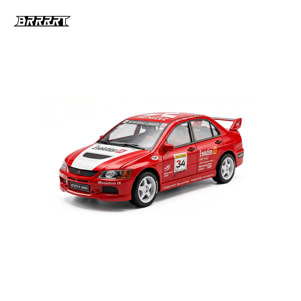 Licensed 1:64 Mitsubishi Lancer Evolution IX WRC RC Drift Car Red Color