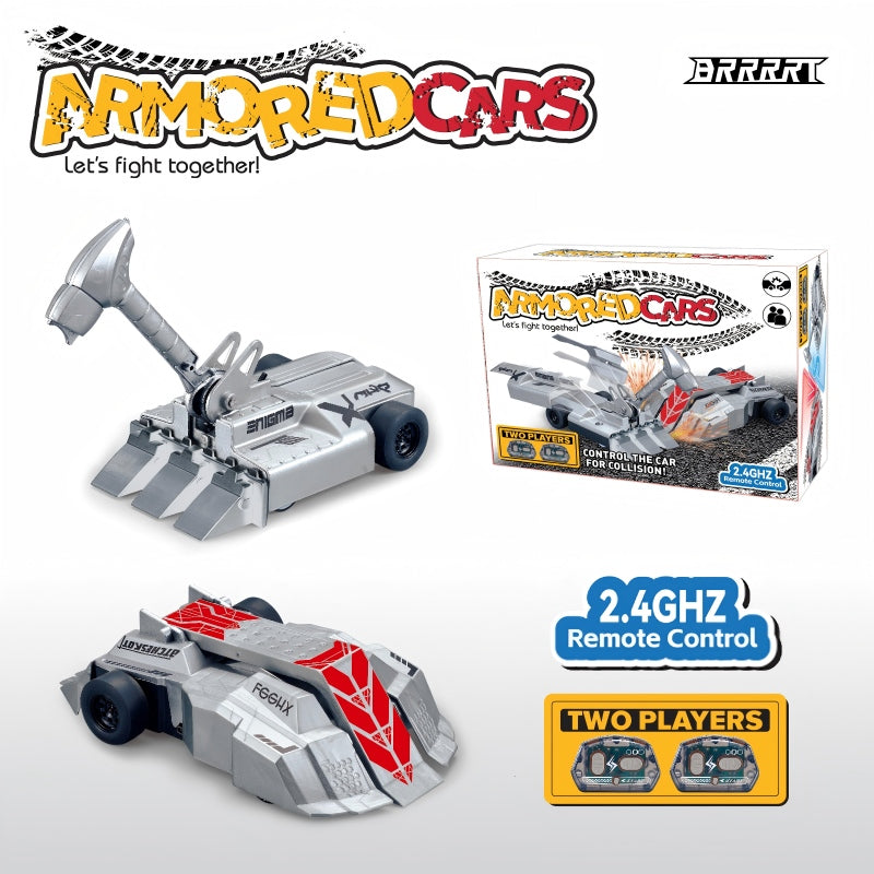 Armored RC Battle Cars Set with Dual-Player Combat Feature and Futuristic Combat Vehicle Design - BRRRRT