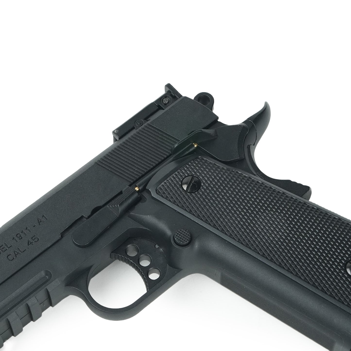 Close-up of M1911 Gel Blaster Barrel – BRRRRT