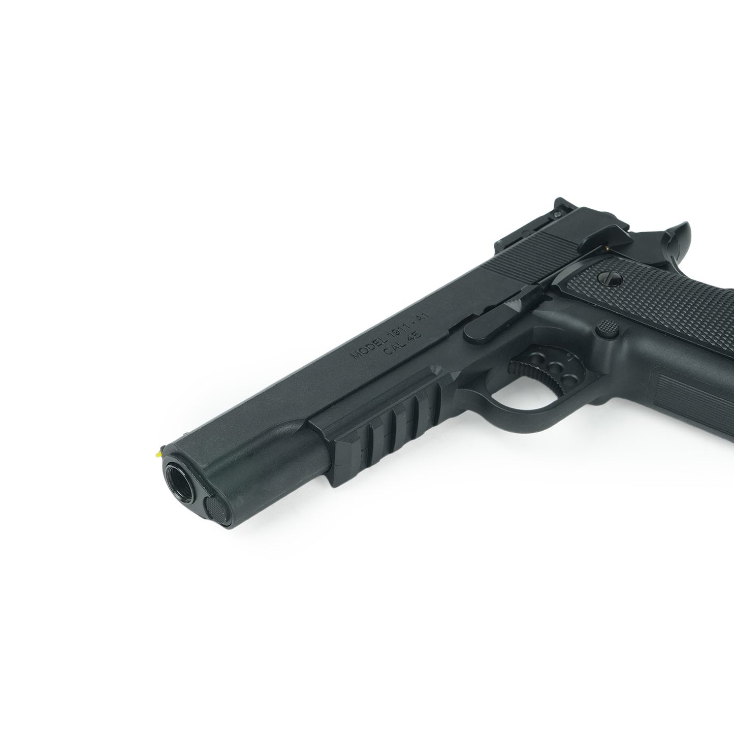 Close-up of M1911 Gel Blaster Barrel – BRRRRT