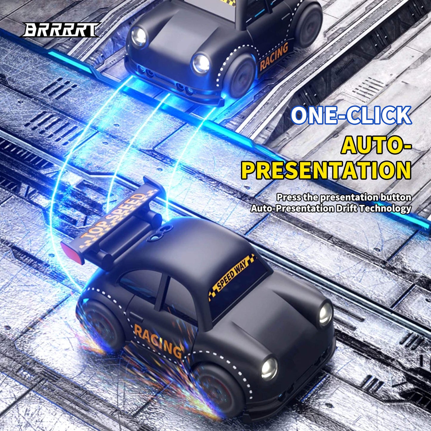 Mini Smart Drift Car Black and White with Speed Racing Design - Remote Control -BRRRRT