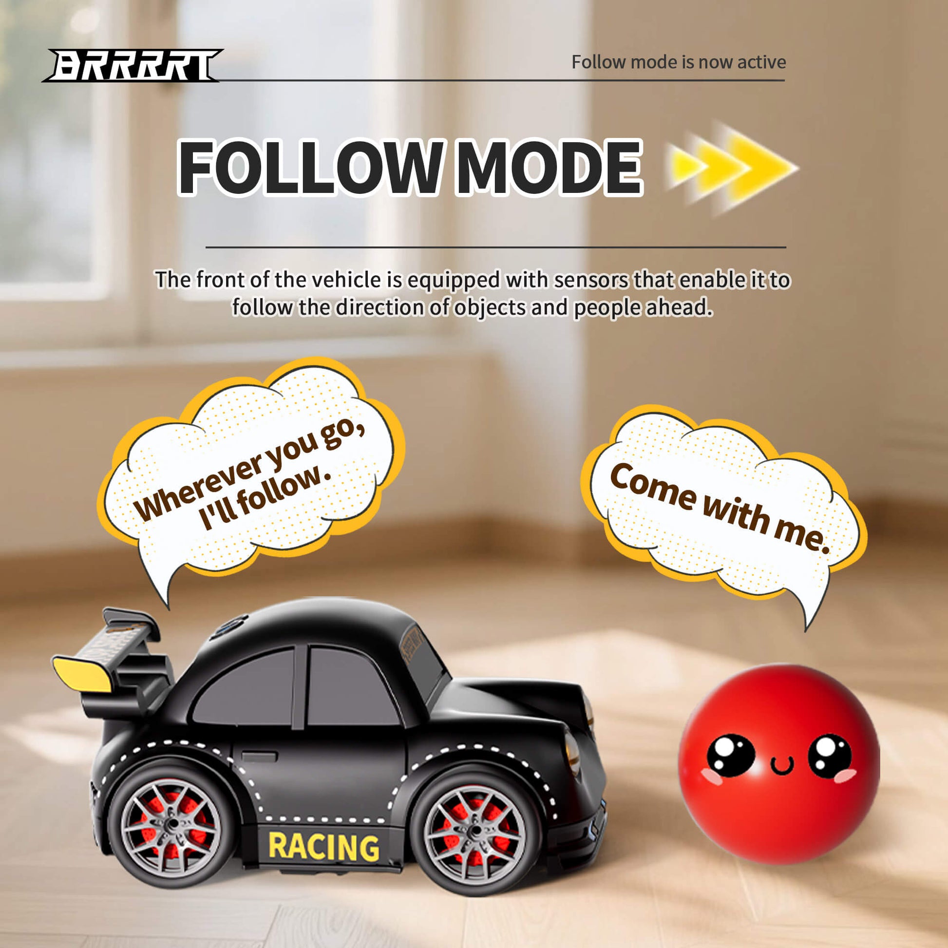 Mini Smart Drift Car with Follow and Escape Modes - LED Lights -BRRRRT