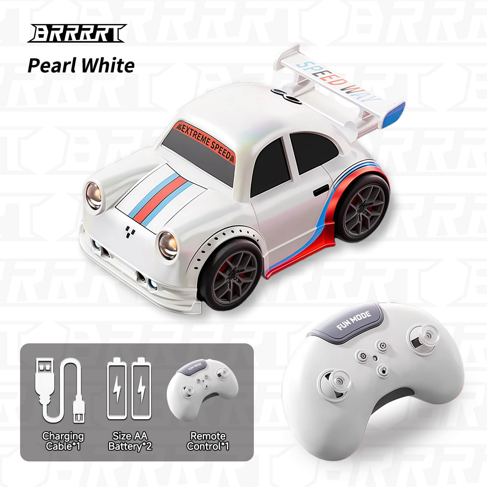 Mini Smart Drift Car Pearl White with Extreme Speed Design - Remote Control -BRRRRT