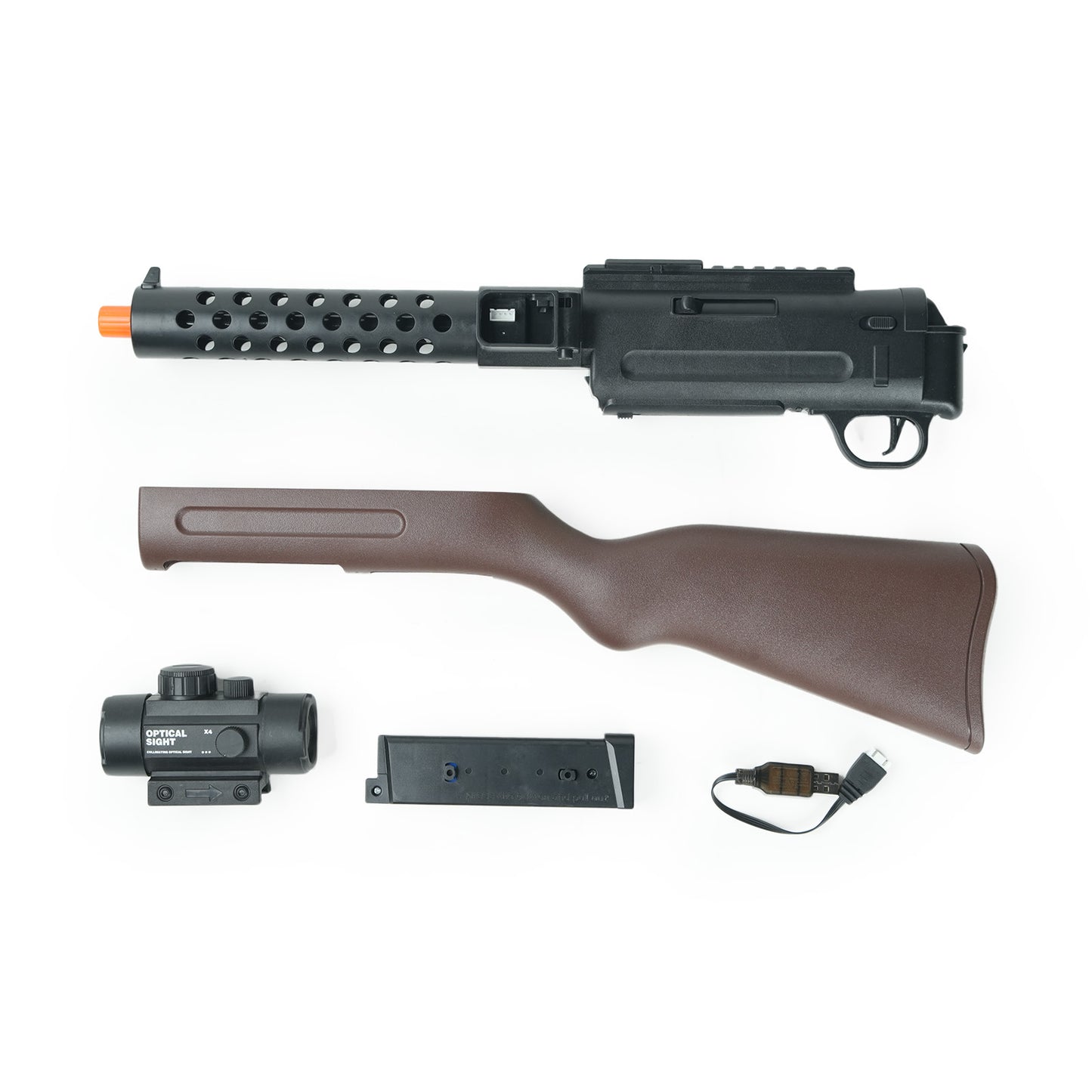 MP18 Gel Blaster Accessories Disassembled Layout Charging Kit View - BRRRRT