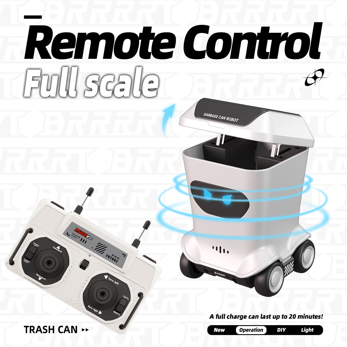 BRRRRT Mini RC Trash Can with Lights and Sounds
