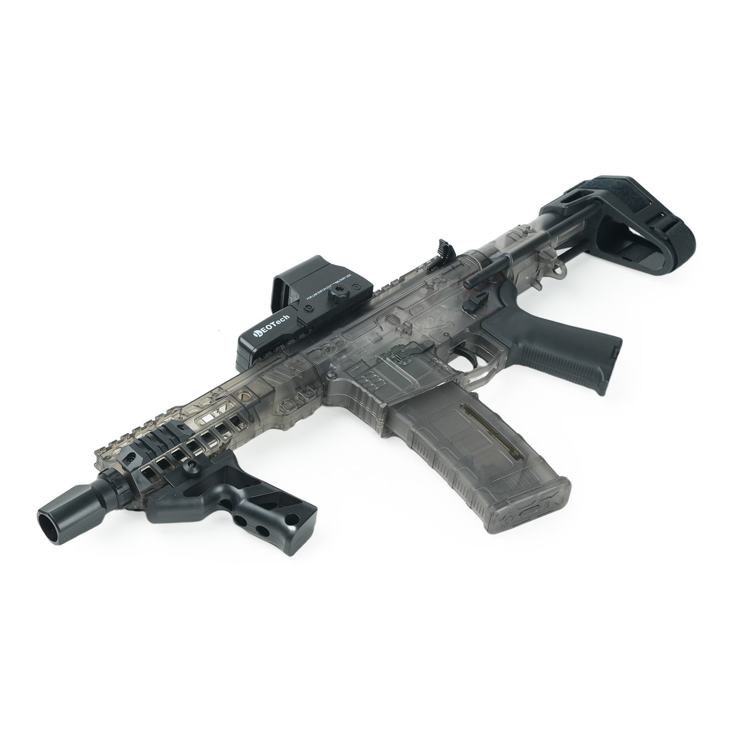 SLR Gel Blaster Flat Lay Clear Rifle Showcase Black- BRRRRT