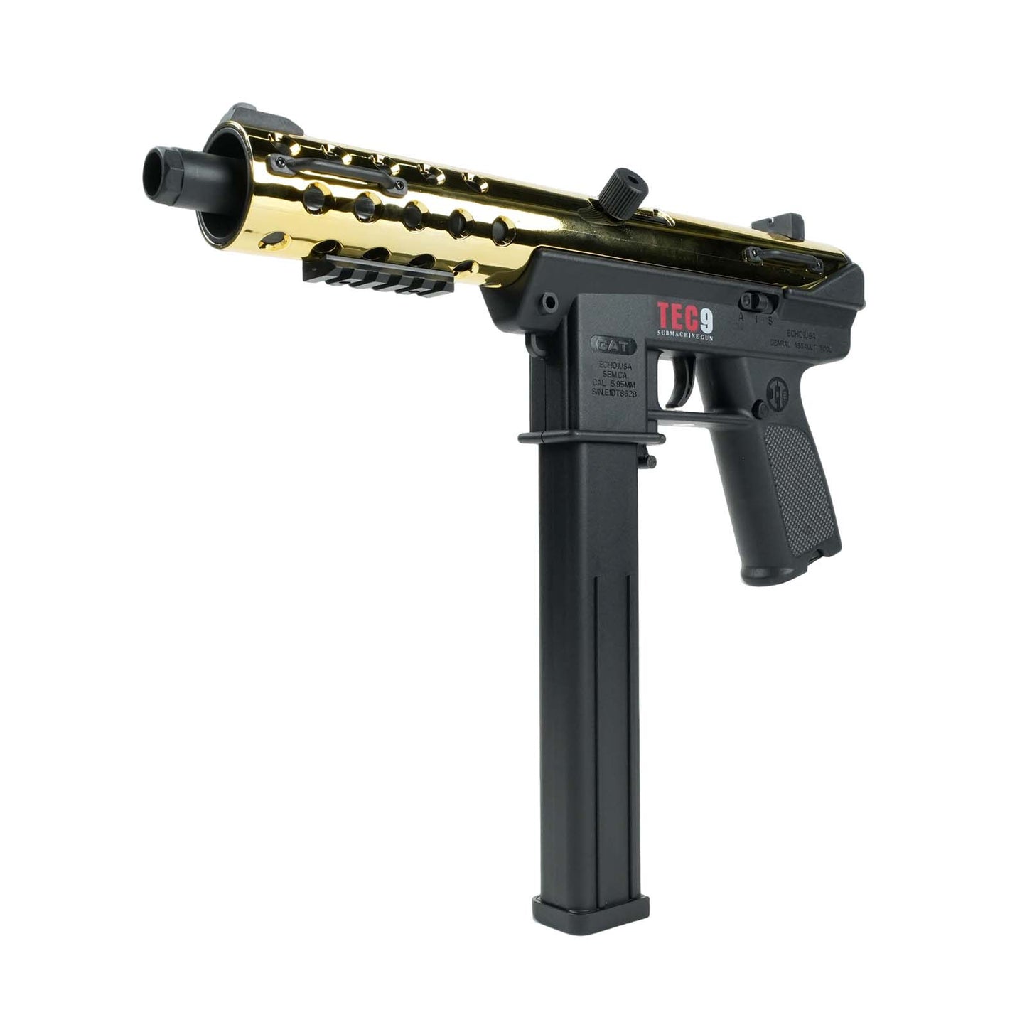 TEC9 Gel Blaster Gold Edition Side View Premium Design -BRRRRT