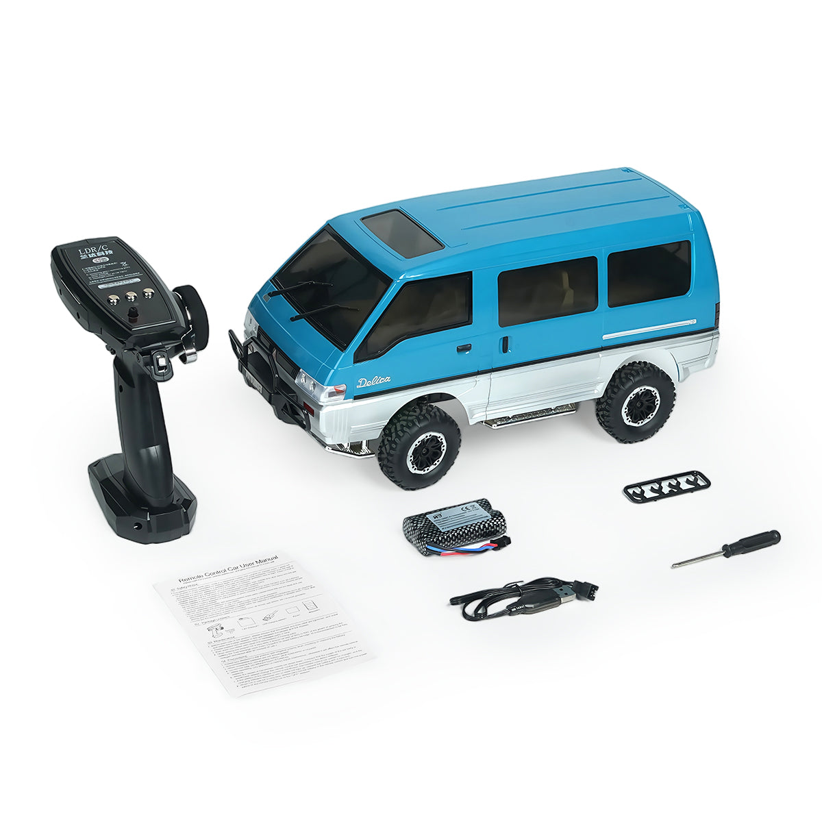 Mitsubishi Delica 1/12 Scale RC Car Dual-Speed Blue Model with Accessories - BRRRRT