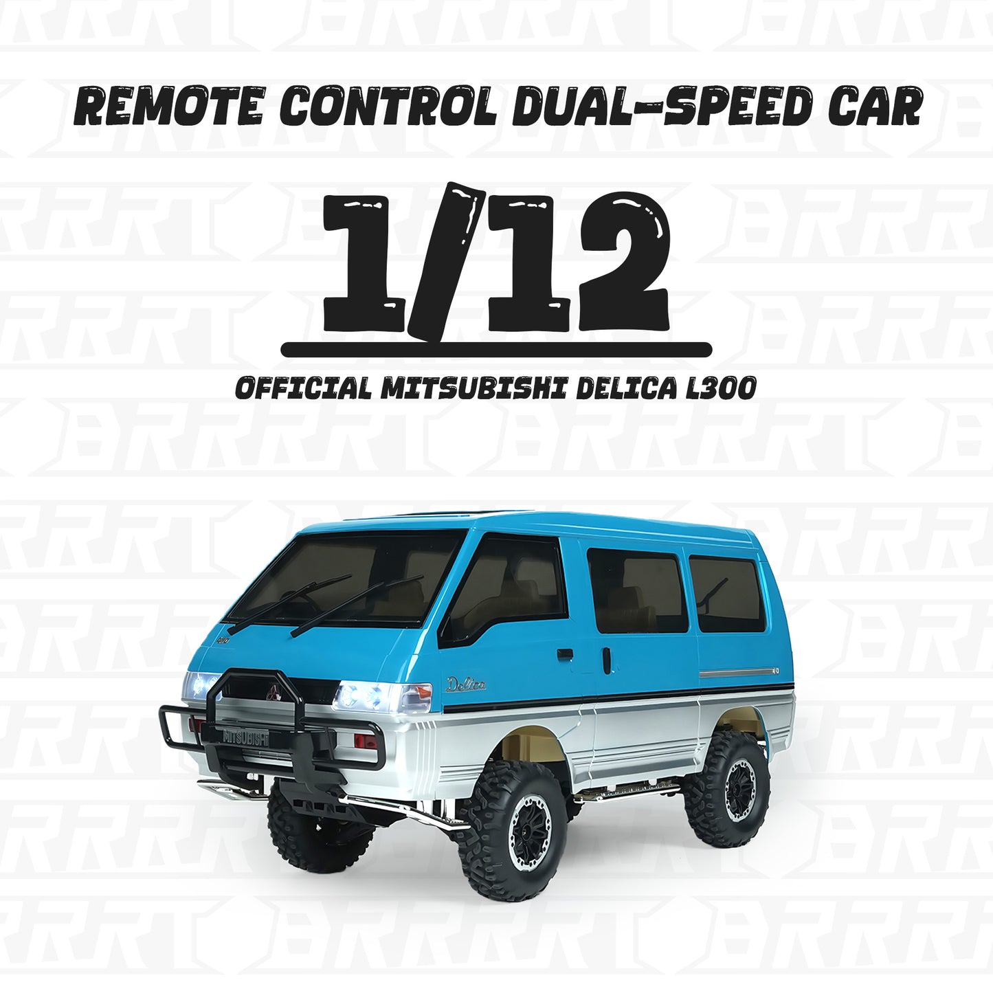 Mitsubishi Delica 1/12 Scale RC Car Dual-Speed Performance Front Close-Up View - BRRRRT