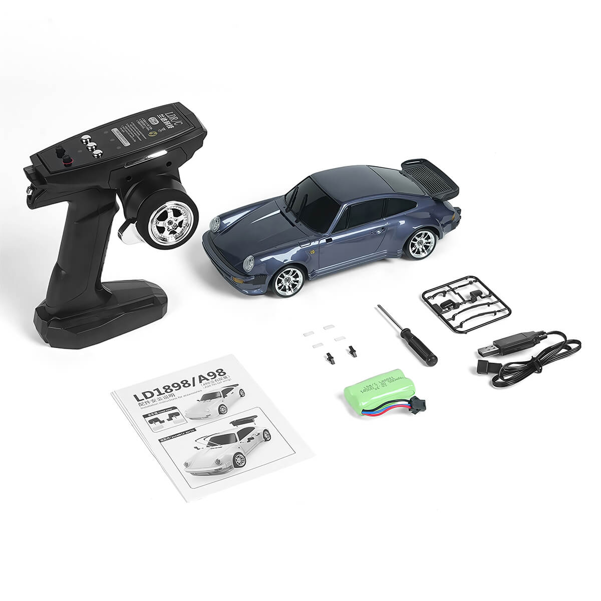 1/18 RWD RC Drift Car with Remote Controller, Battery and Accessories Displayed in Full Set - BRRRRT