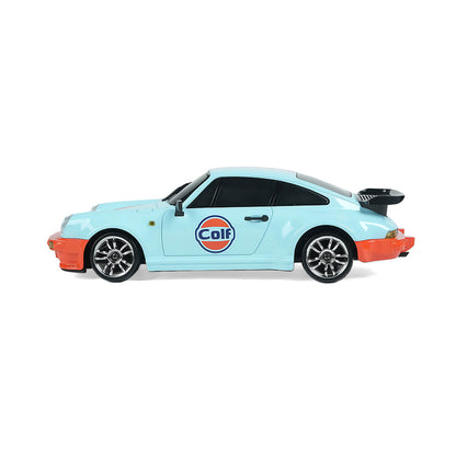 1/18 RWD RC Drift Car Side View with Light Blue Racing Body and Sport Wheels - BRRRRT