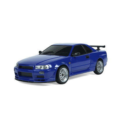 1/18 RC Drift Car RWD Gyro Stabilized Alloy Shell Blue Model Angle - Realistic Design -BRRRRT