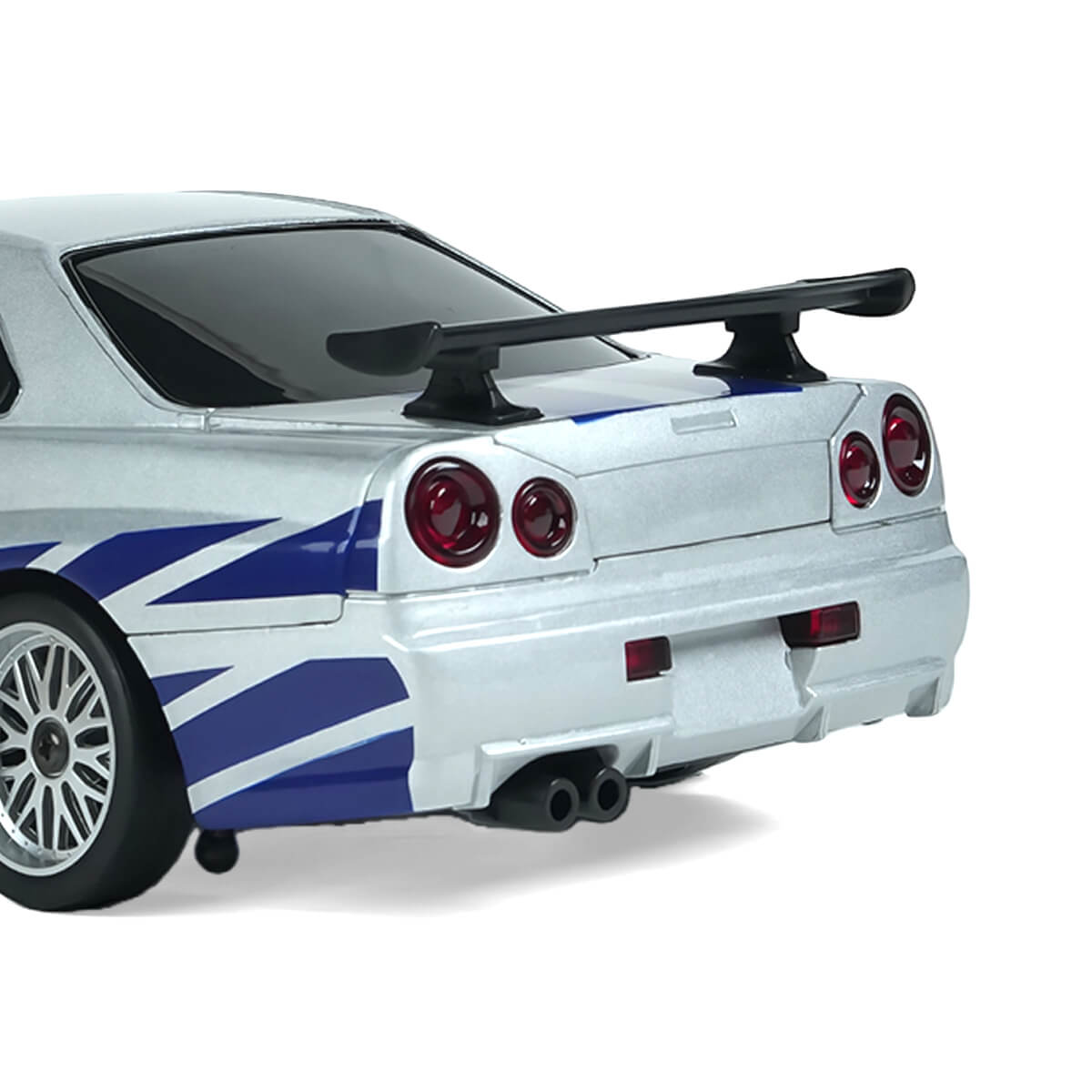 1/18 RC Drift Car RWD Gyro Stabilized Alloy Shell Rear View - Silver Model - Smooth Performance -BRRRRT