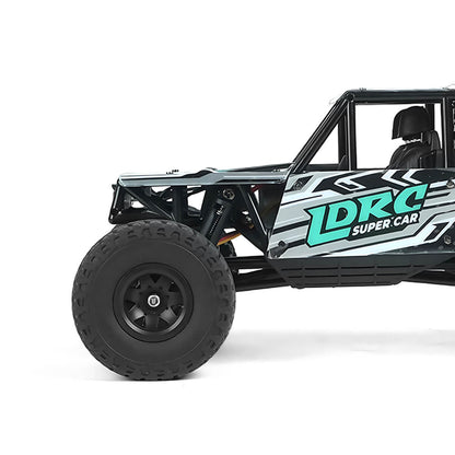 Remote control rock crawler wheel and tire detail with off-road tread pattern