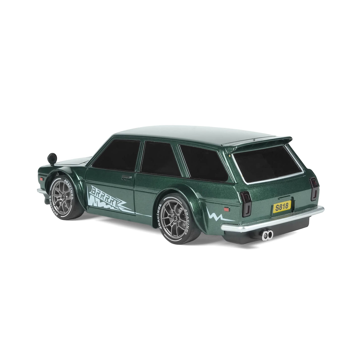 1/24 RC drift car 4WD rear angled side view highlighting body shape and stance – BRRRRT