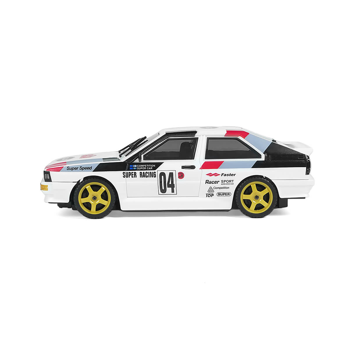 1/28 4WD Drift RC Car Pro Side View With Race Graphics Yellow Wheels -BRRRRT