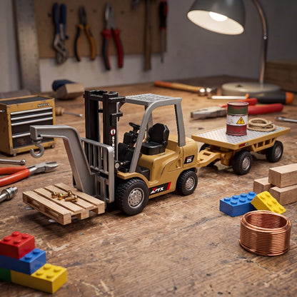 BRRRRT 1/64 RC Desktop Mini Forklift with Trailer Scenario