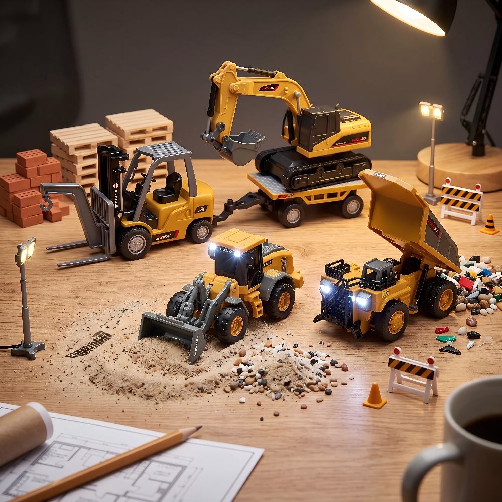 BRRRRT 1/64 RC Desktop Construction Vehicle Set Desktop scene