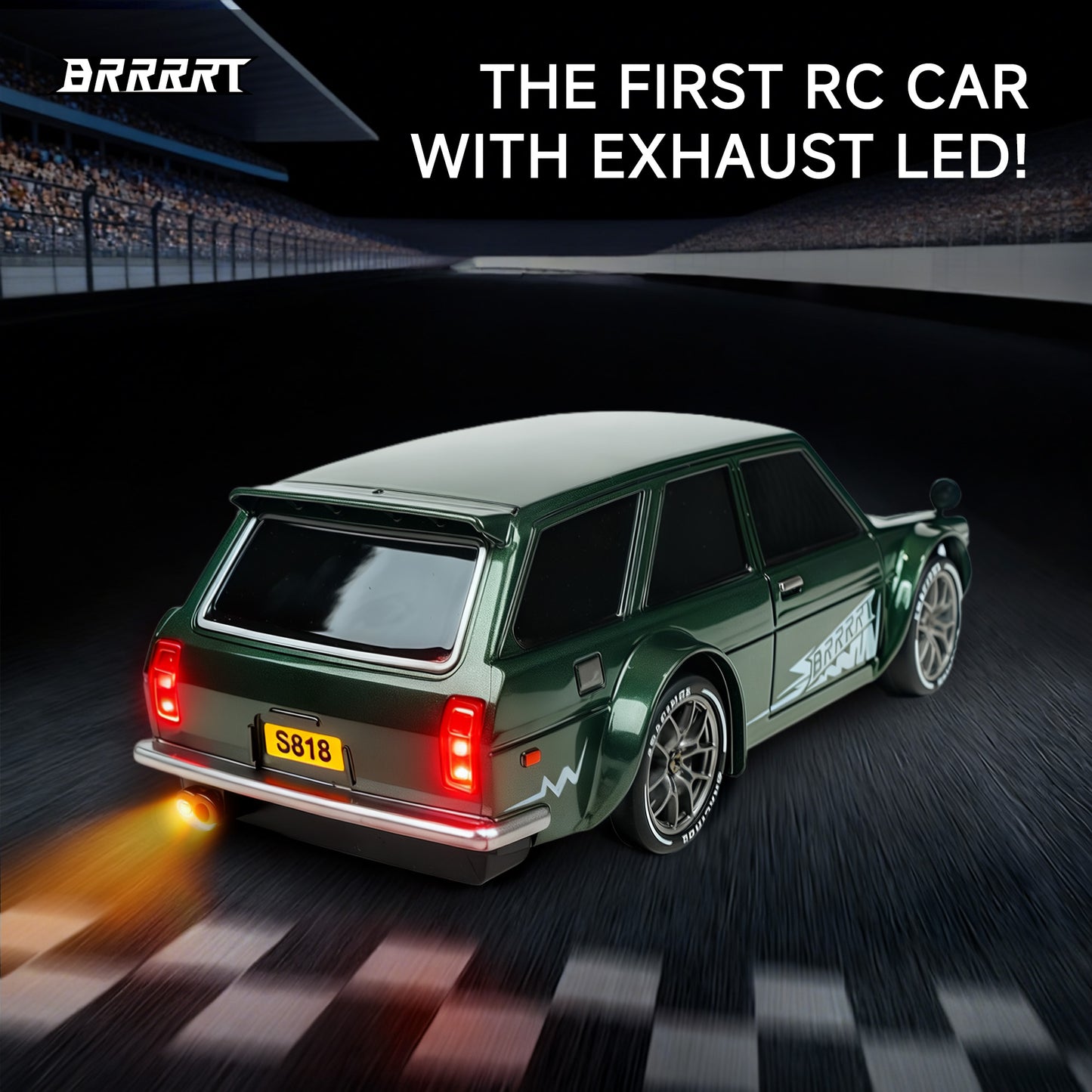 1/24 Scale 4WD RC Drift Car Dimensions, Compact Design with Racing Detail -BRRRRT