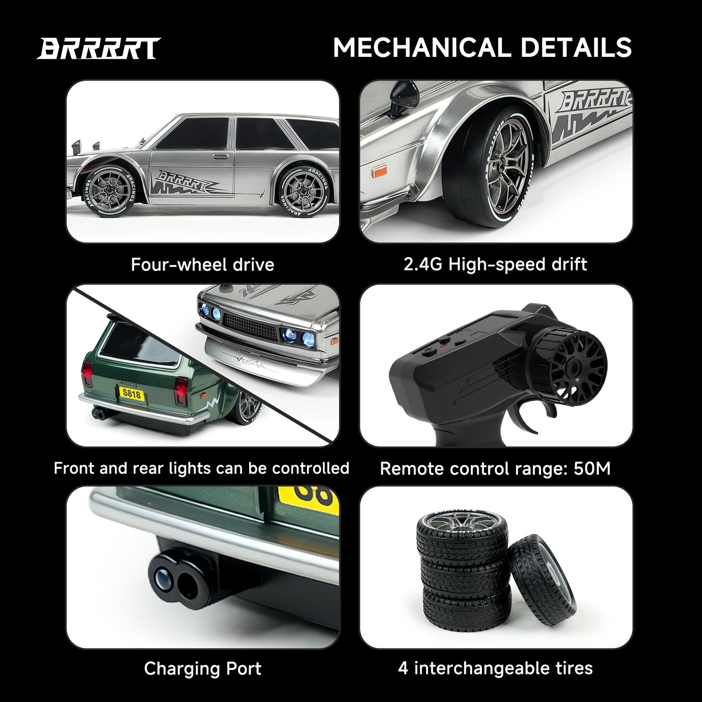 BRRRRT 1/24 Scale 4WD RC Drift Car