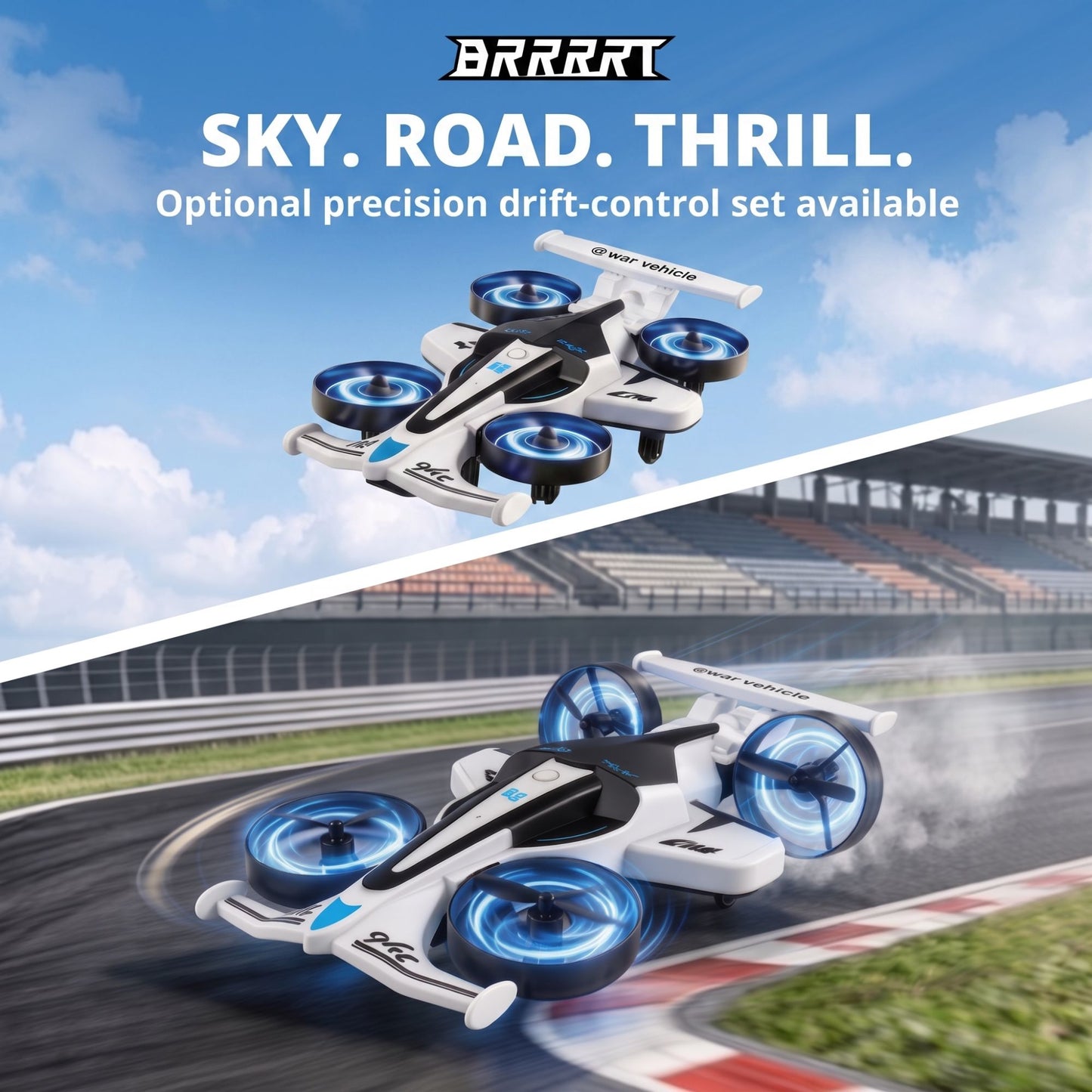 Ferngesteuertes Flugzeug zum Fliegen und Driften mit 360°-Flip-Stunts SKY ROAD THRILL 