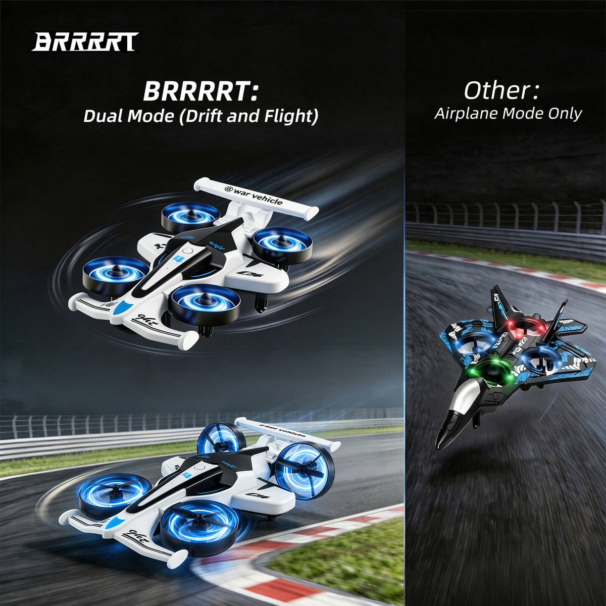 Flying & Drifting Remote Control Airplane with 360° Flip Stunts Compare -BRRRRT