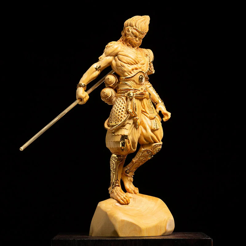 Hand-Carved Wooden Sun Wukong Figure