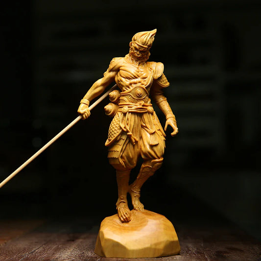 Hand-Carved Wooden Sun Wukong Figure