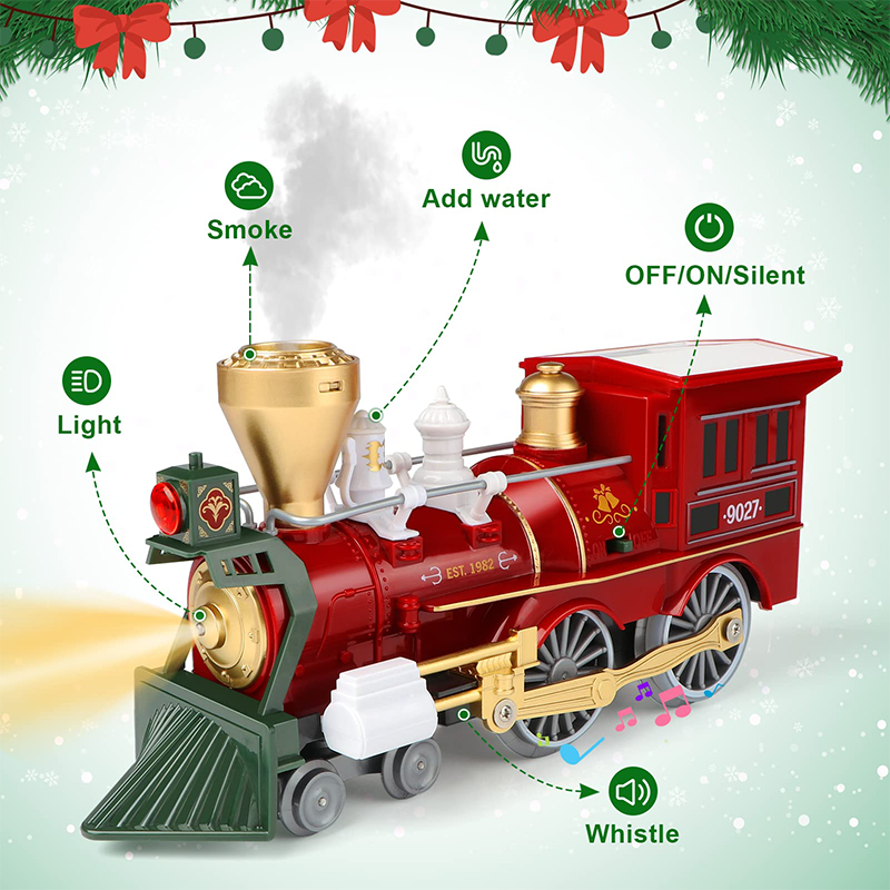 Hot Bee DIY Electric Christmas Train Set with Steam - BRRRRT