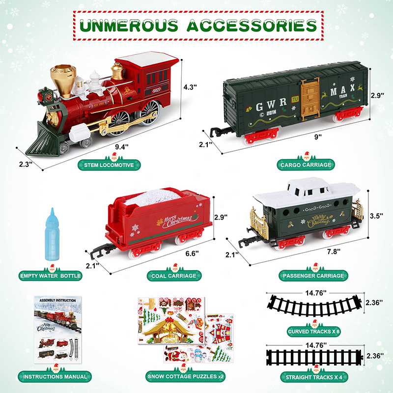 Hot Bee DIY Electric Christmas Train Set with Steam - BRRRRT