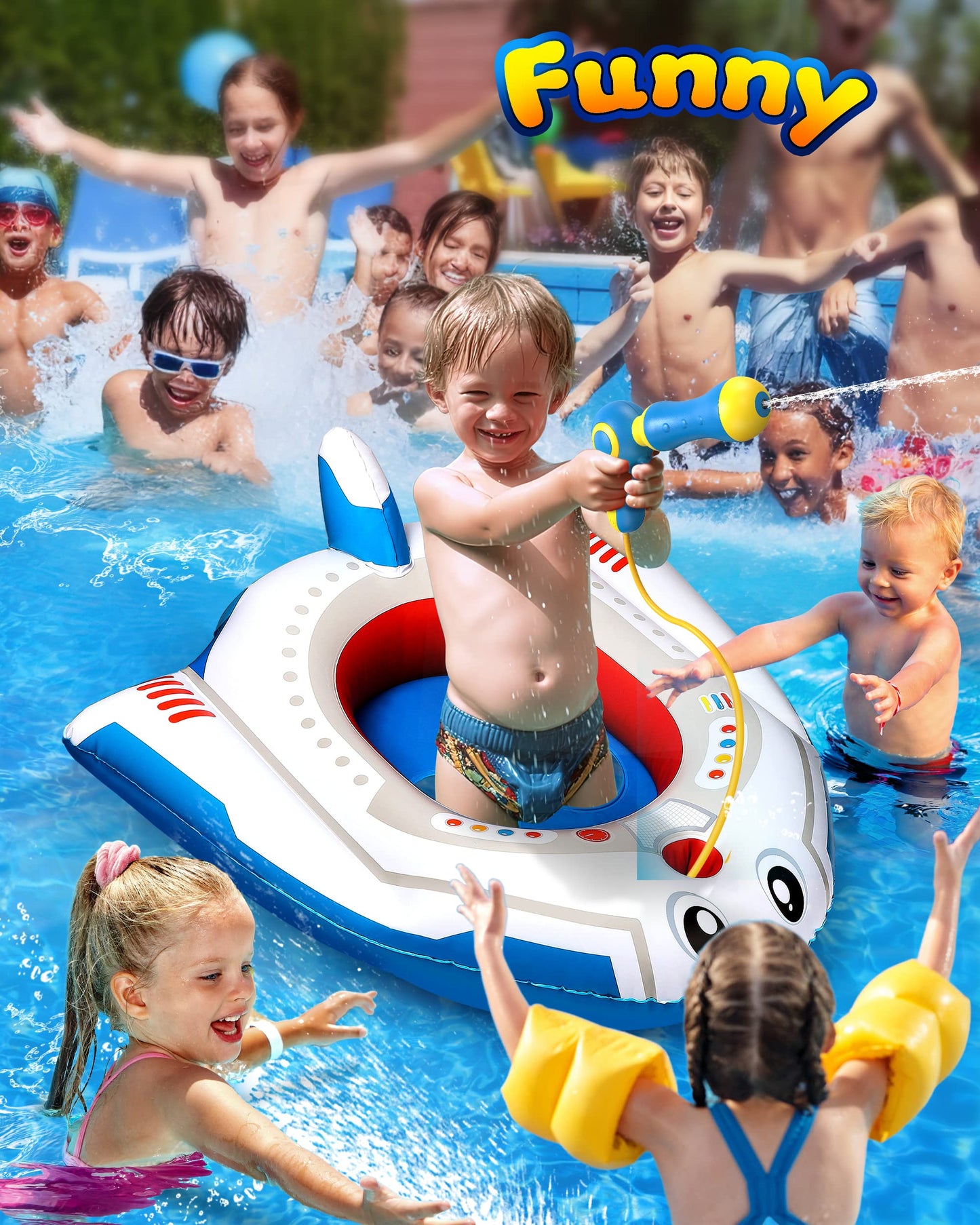 Inflatable Swim Ring with Toy Gun - BRRRRT