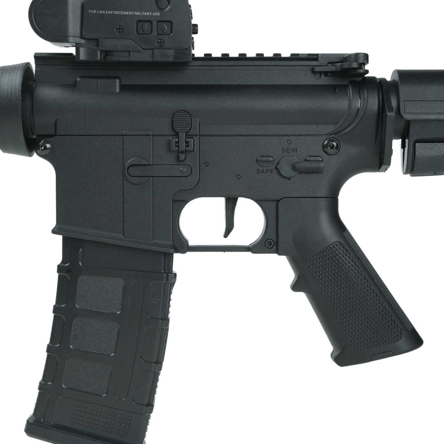 M4A1 Gel Blaster Full Side View – Realistic M4A1 design with tactical optics -BRRRRT