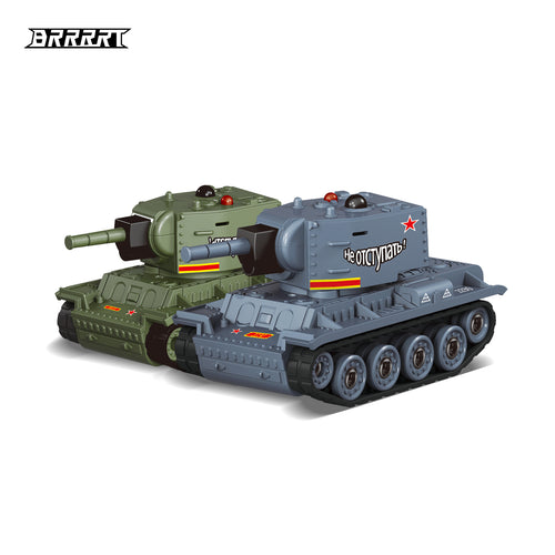 Green And Grey 7cm Simulation RC Tanks Side By Side -BRRRRT