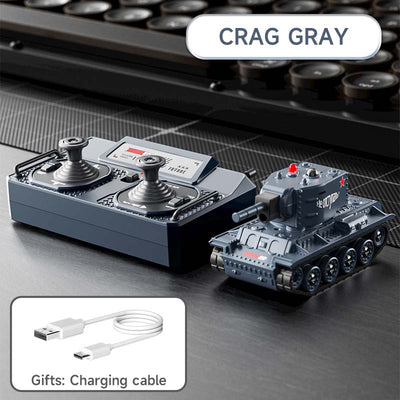 1/64 Mini RC Battle Tank Gray With Controller And Type-C Charging Cable -BRRRRT