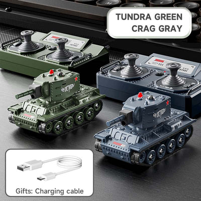 1/64 Mini RC Battle Tank Gray And Green Mini RC Tank Set -BRRRRT