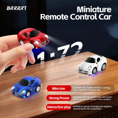 Mini 1/72 Racing RC Car with Gyro Control & LED Lights Features