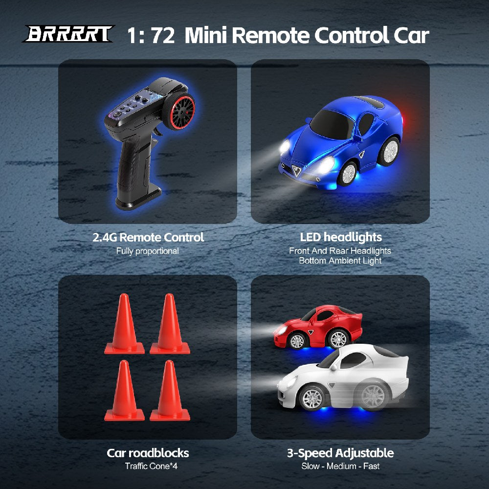 Mini 1/72 Racing RC Car with Gyro Control & LED Lights detail
