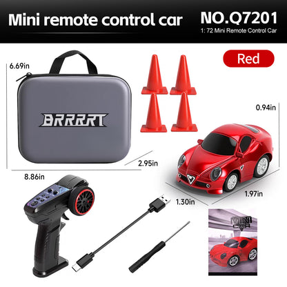 Mini 1/72 Racing RC Car with Gyro Control & LED Lights red