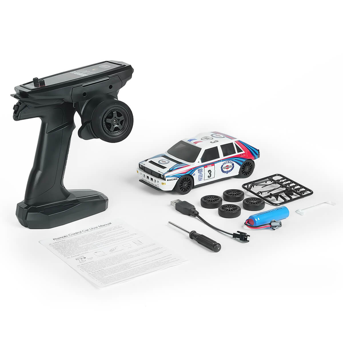 Mini-RC-Driftauto 1/28 4WD mit Gyro-Stabilisierung und Zubehör - BRRRRT