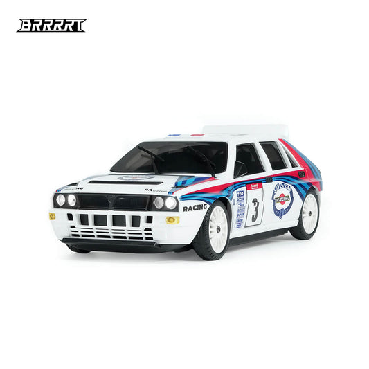 1/28 RC Drift Car with White Racing Design and Blue Red Decals - BRRRRT