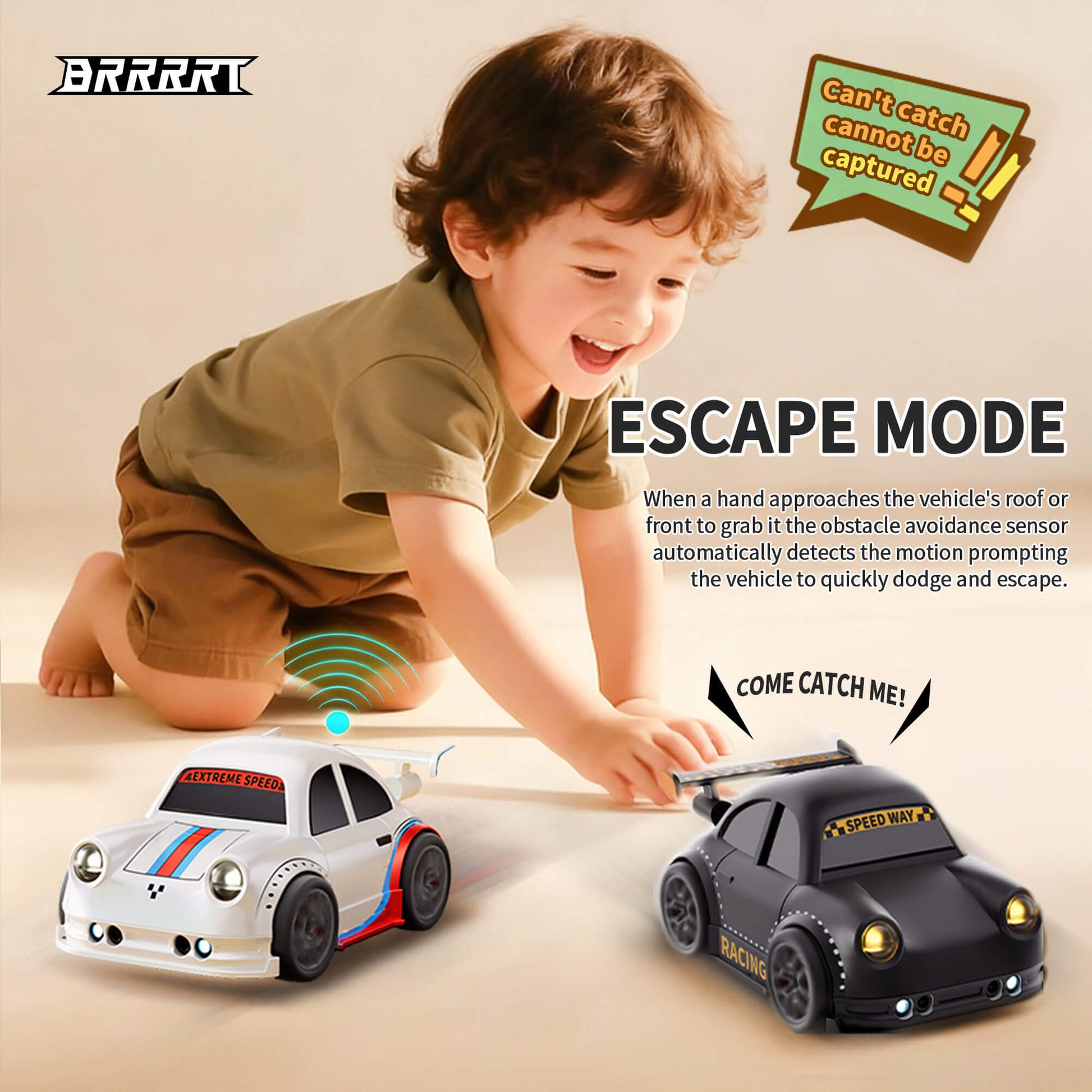 Mini RC Drift Car Smart Racing Toy Black Escape Mode - BRRRRT
