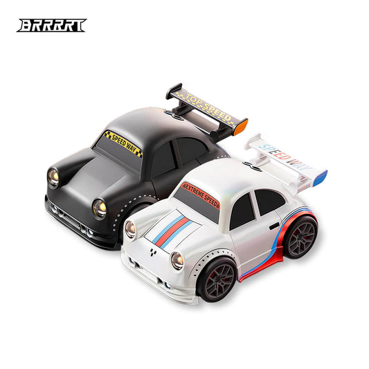 Mini RC Drift Car with Smart Racing Design in Black and White Colors - BRRRRT