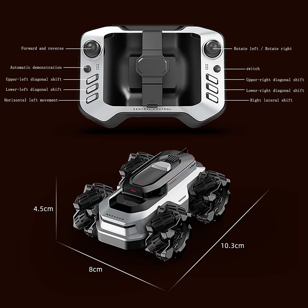 Waterproof 4WD Stunt RC Car with Remote Controller and Size Dimensions - BRRRRT