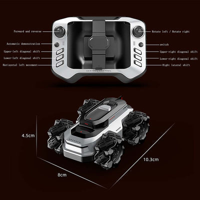 Waterproof 4WD Stunt RC Car with Remote Controller and Size Dimensions - BRRRRT