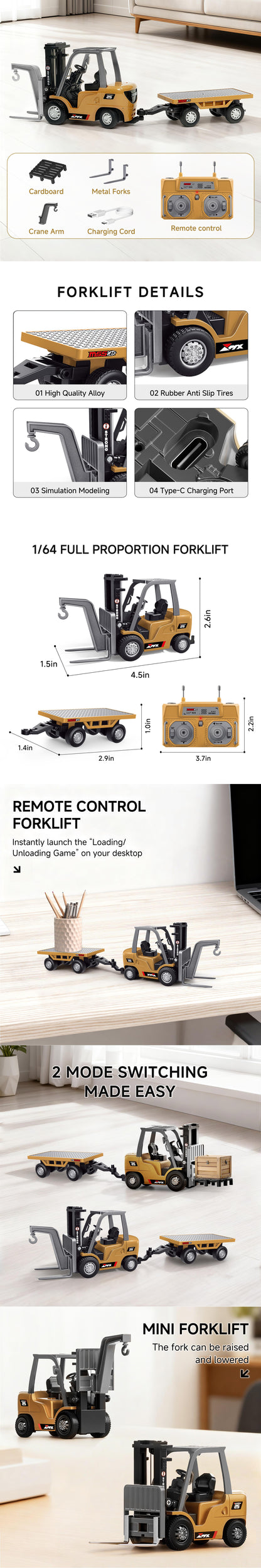 Mini Desktop Remote Control Forklift Car
