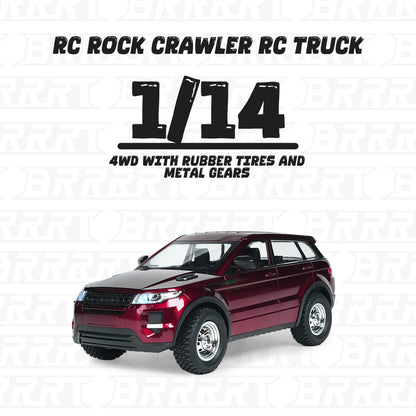 RC Rock Crawler 1/14 Scale 4WD Off-Road Car Front Angled View - BRRRRT