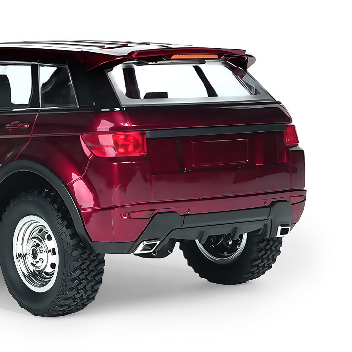 RC Rock Crawler 1/14 Scale 4WD Off-Road Car Rear View with Chrome Wheels - BRRRRT