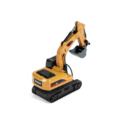 Rear angled view of the BRRRRT desktop construction toy highlighting the tracks and chassis