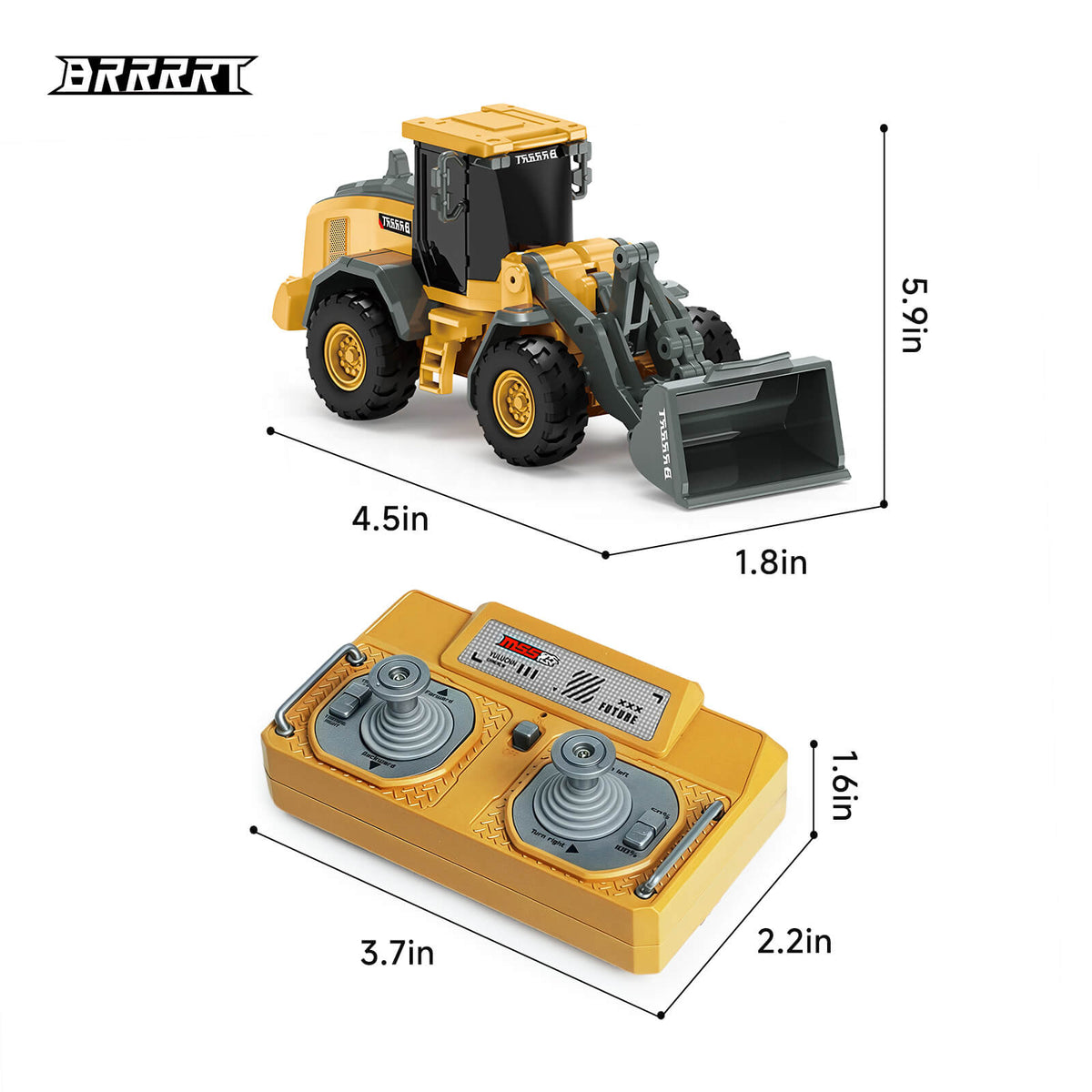 BRRRRT RC Mini-Bulldozer 8-Kanal Vollproportional mit 2,4-GHz-Präzisionsfernbedienung für störungsfreies Spielen