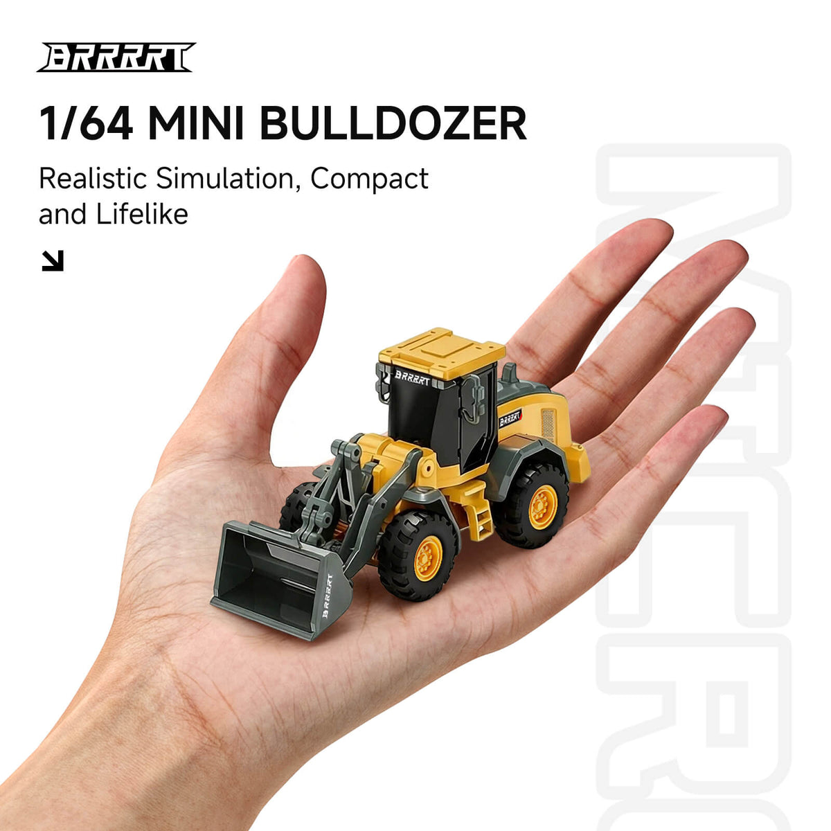BRRRRT RC Mini Bulldozer 8 CH Full Proportion with alloy body and 1/64 scale realistic simulation
